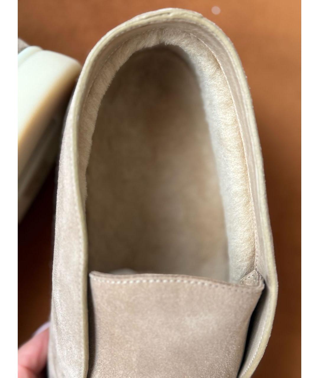 LORO PIANA Бежевые замшевые лоферы, фото 3