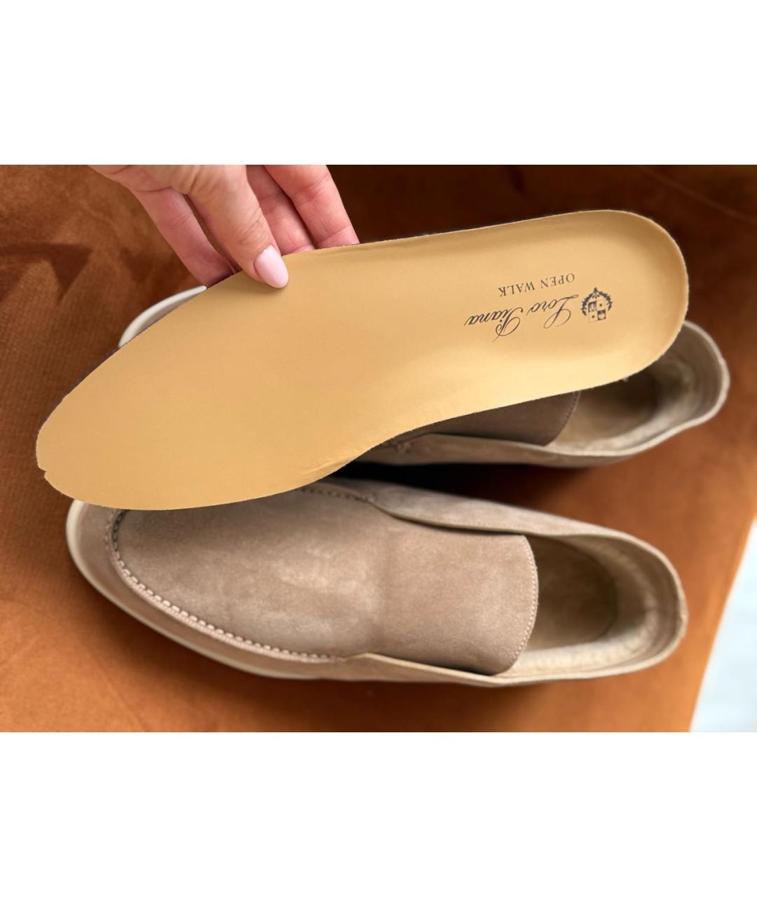 LORO PIANA Бежевые замшевые лоферы, фото 4