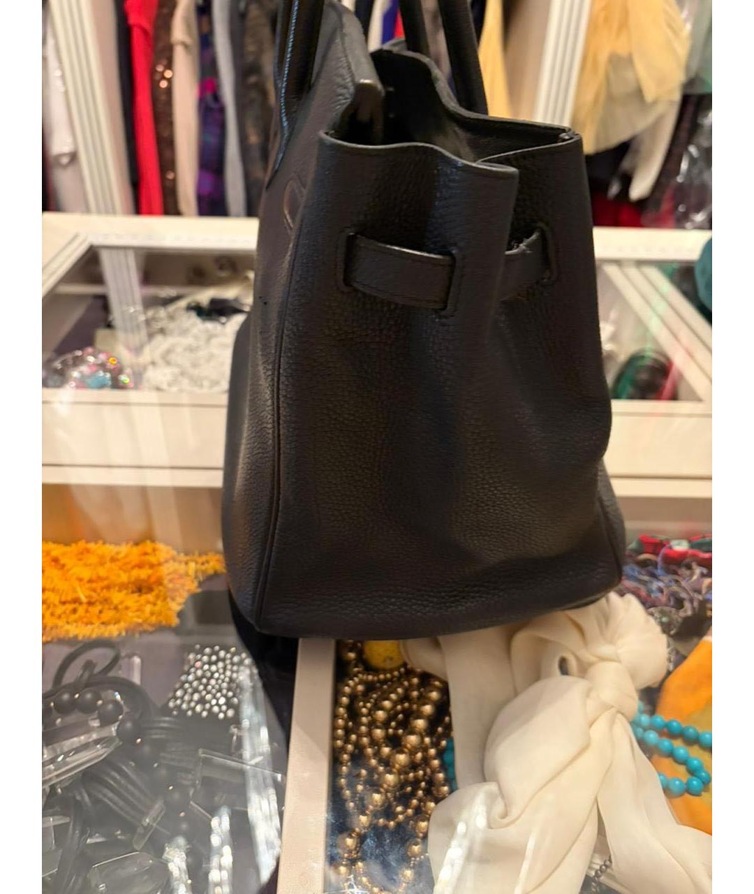 HERMES Черная кожаная сумка с короткими ручками, фото 7