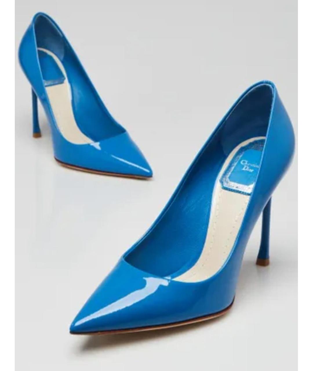 CHRISTIAN DIOR Синие кожаные туфли, фото 3