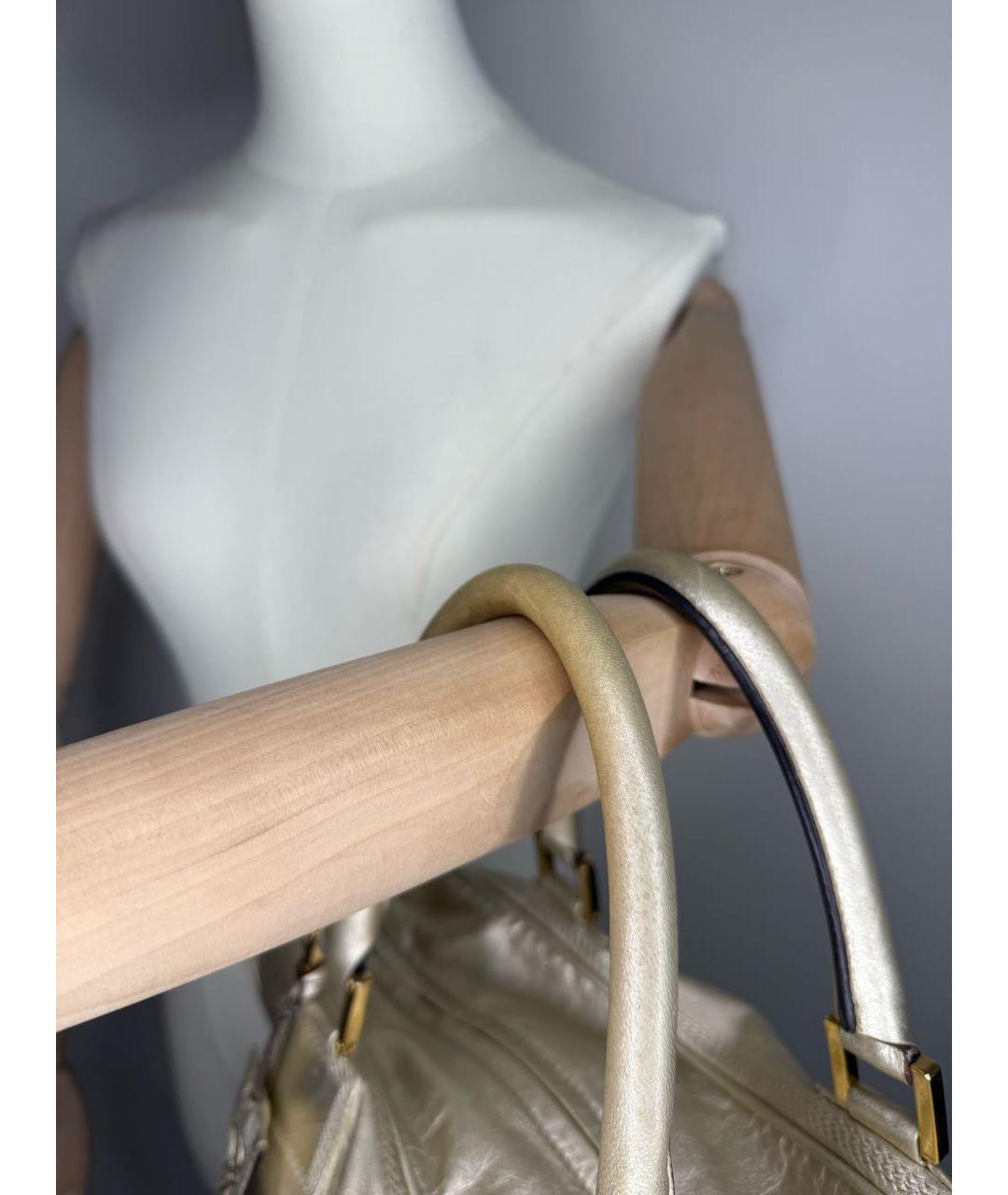 LOEWE Золотая кожаная сумка с короткими ручками, фото 8