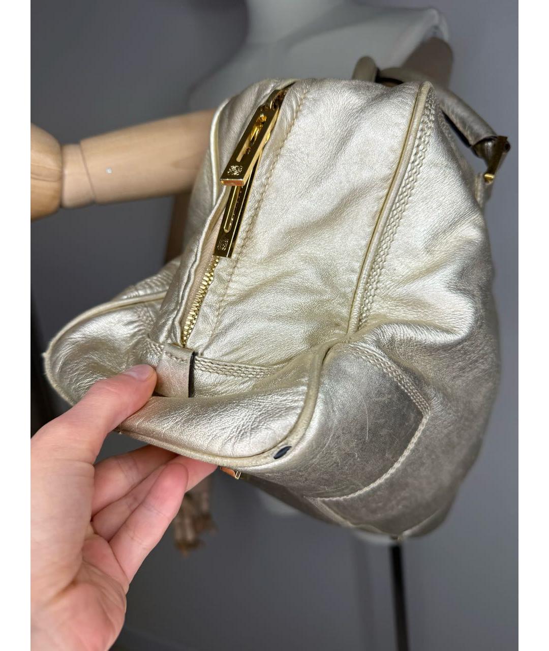 LOEWE Золотая кожаная сумка с короткими ручками, фото 7