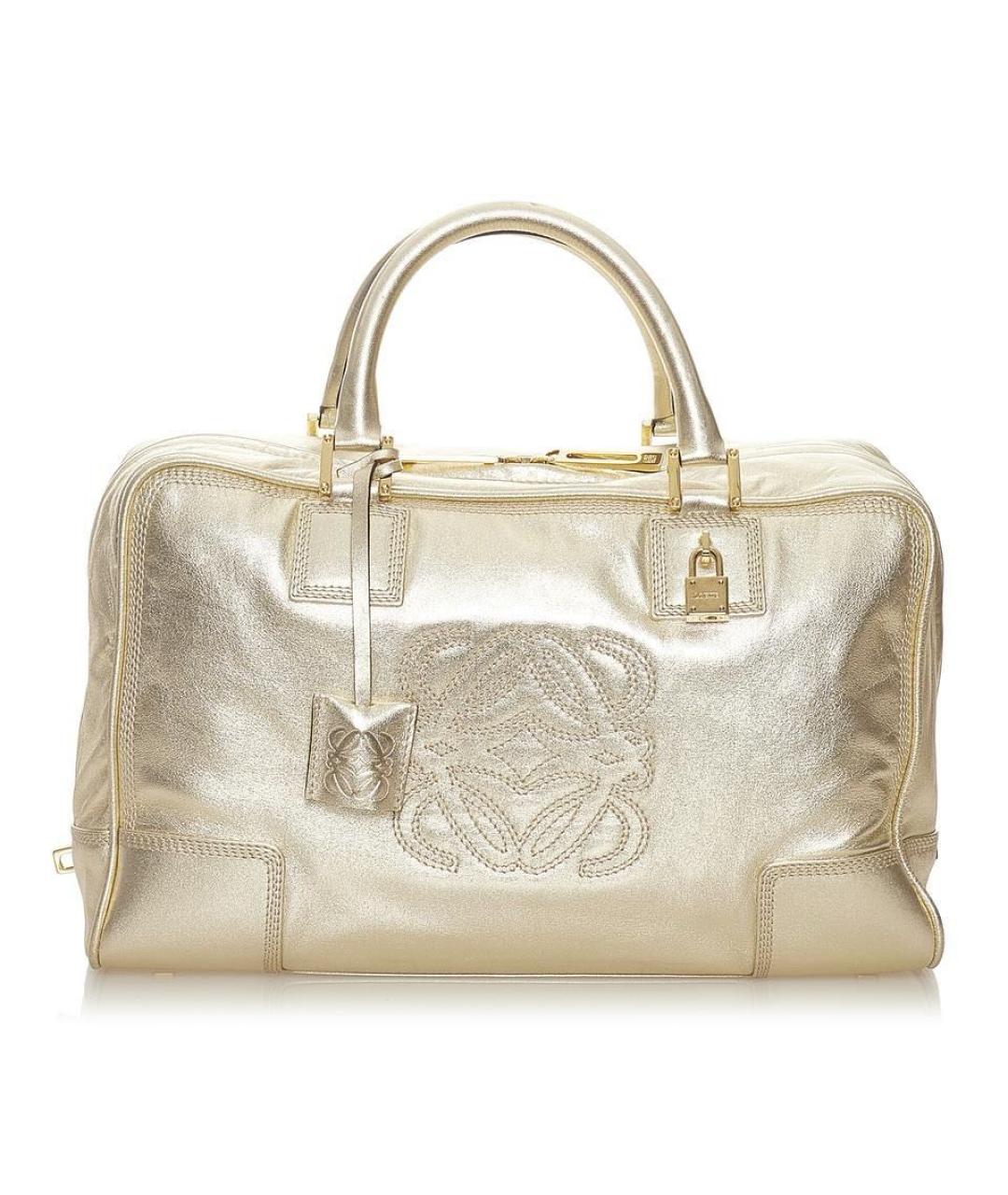 LOEWE Золотая кожаная сумка с короткими ручками, фото 9