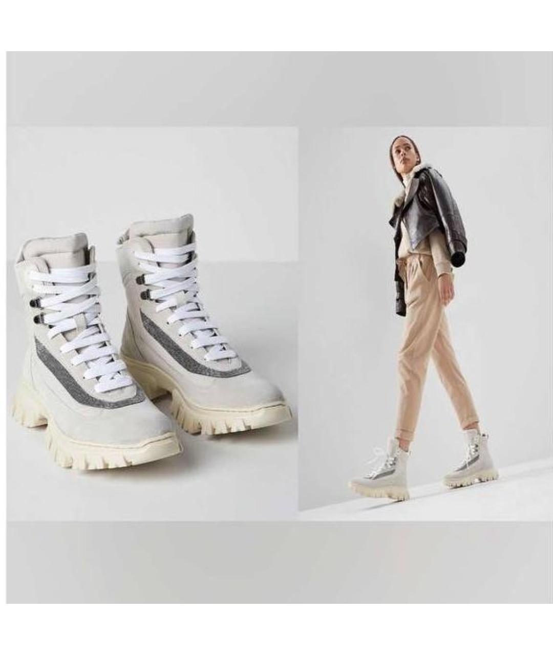 BRUNELLO CUCINELLI Серые замшевые ботинки, фото 7