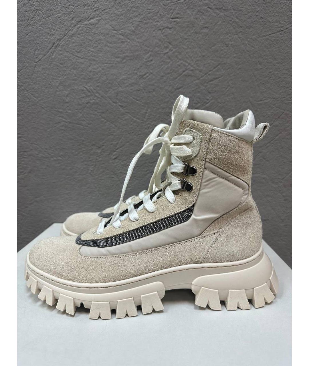 BRUNELLO CUCINELLI Серые замшевые ботинки, фото 8