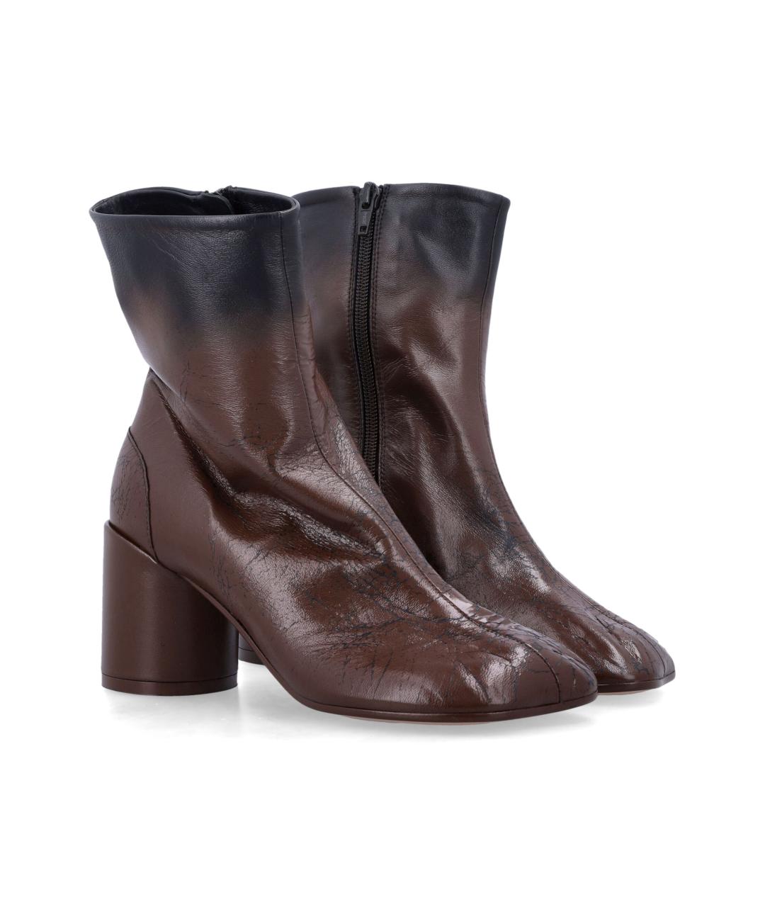 MM6 MAISON MARGIELA Коричневые кожаные ботильоны, фото 2