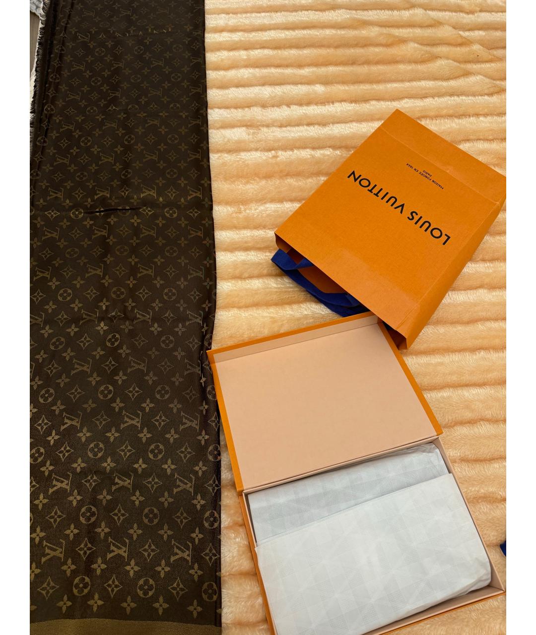 LOUIS VUITTON Коричневый платок, фото 2