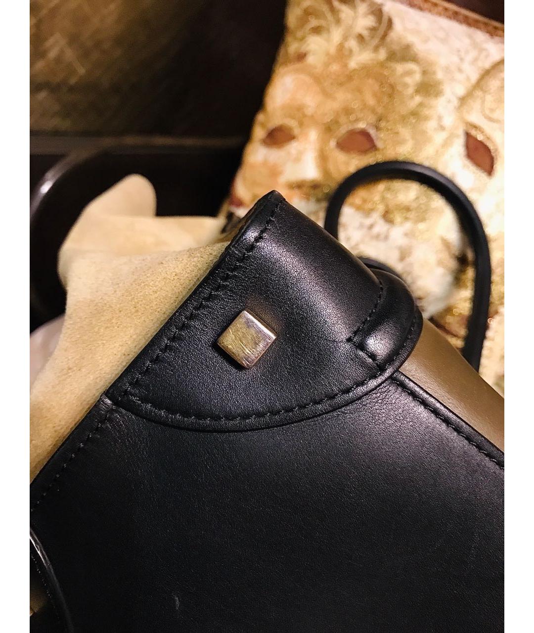 CELINE Горчичная кожаная сумка с короткими ручками, фото 6