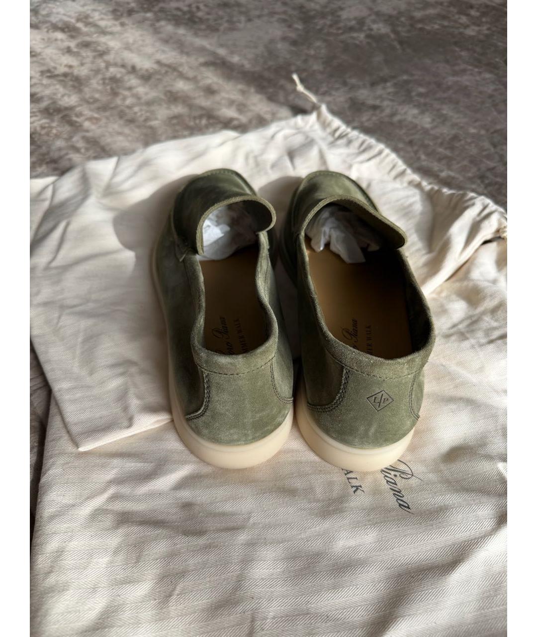 LORO PIANA Зеленые замшевые мокасины, фото 2