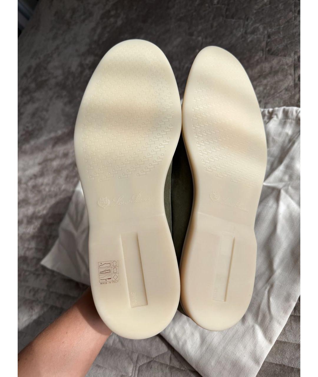 LORO PIANA Зеленые замшевые мокасины, фото 3