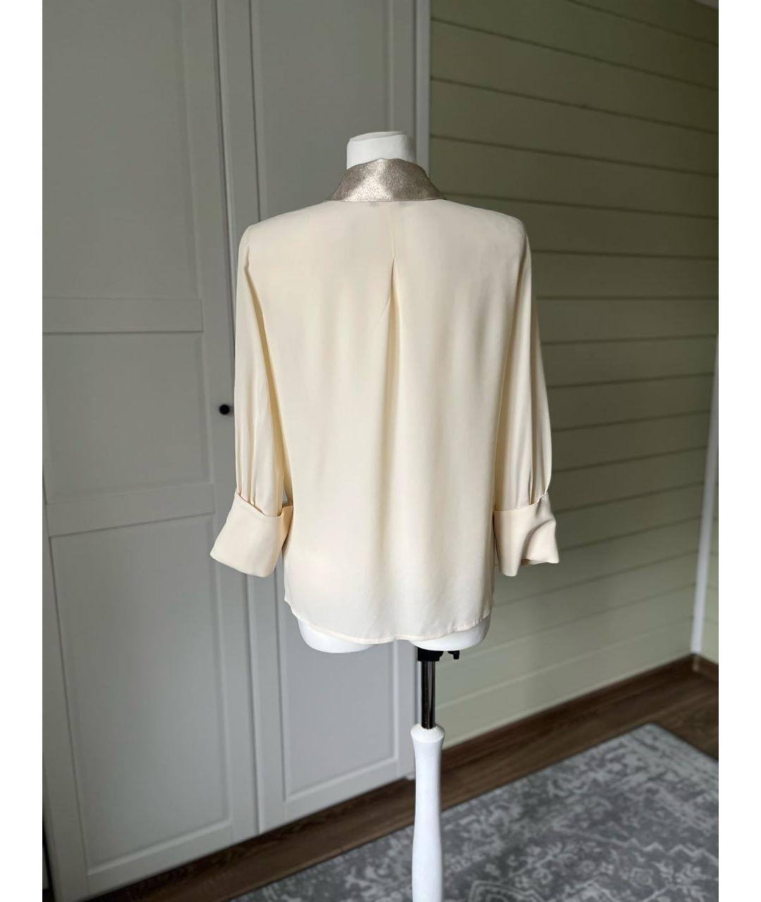 ELISABETTA FRANCHI Бежевая полиэстеровая блузы, фото 3