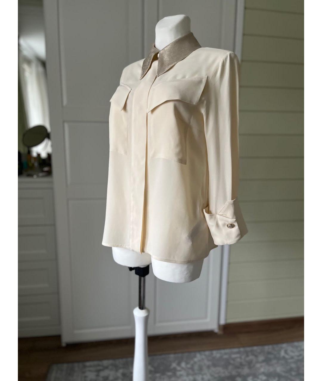 ELISABETTA FRANCHI Бежевая полиэстеровая блузы, фото 2