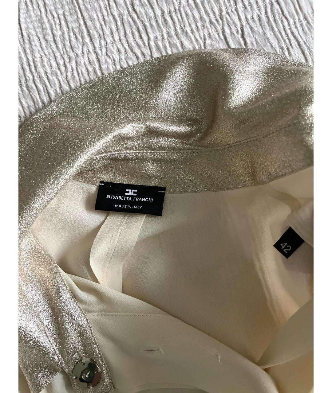 ELISABETTA FRANCHI Бежевая полиэстеровая блузы, фото 4