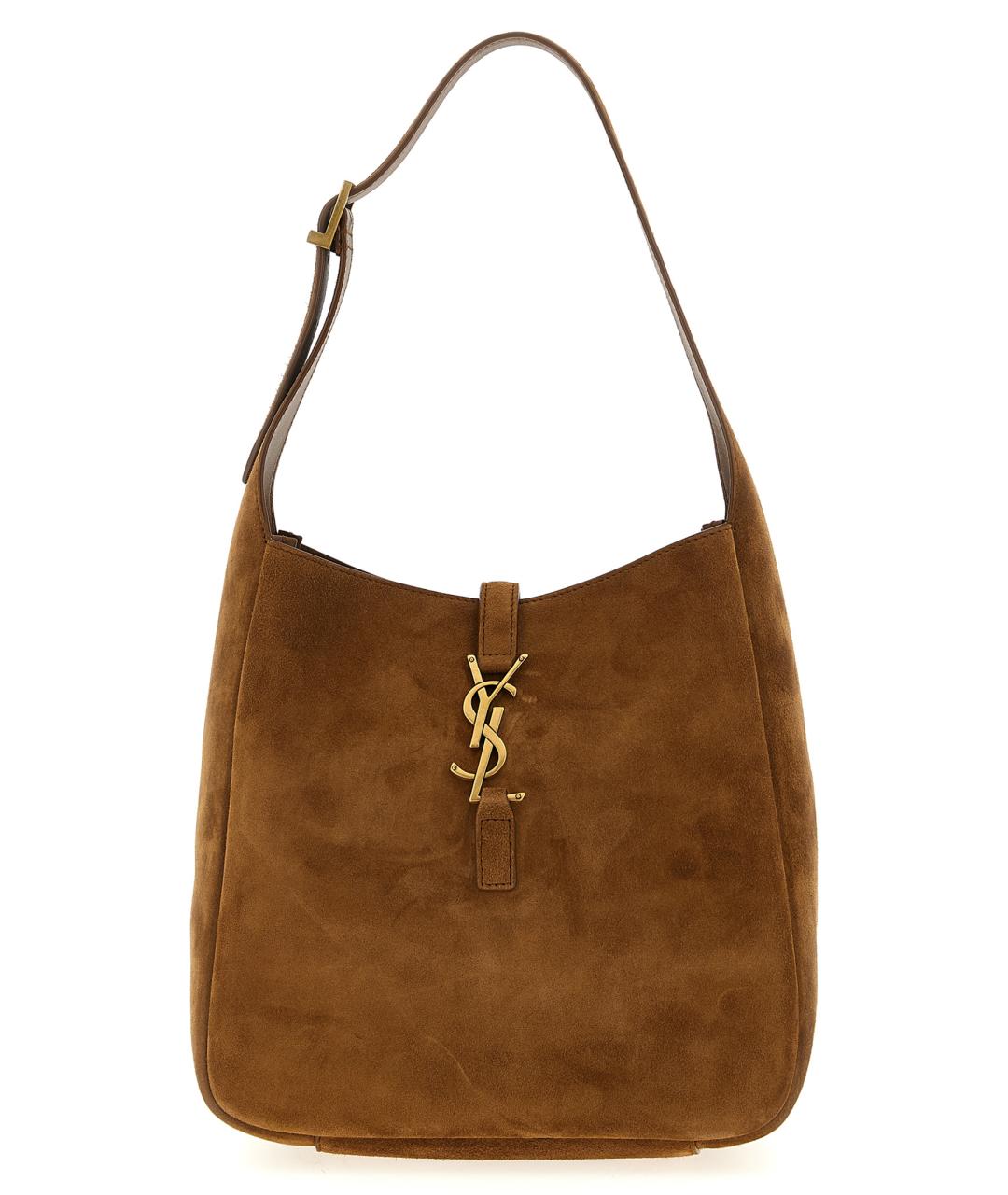 SAINT LAURENT Коричневая кожаная сумка через плечо, фото 1