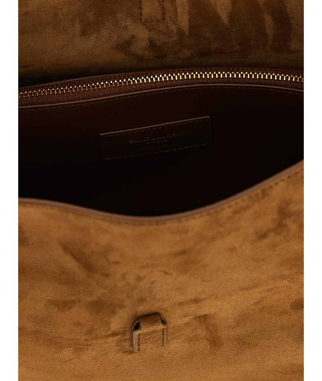 SAINT LAURENT Коричневая кожаная сумка через плечо, фото 4