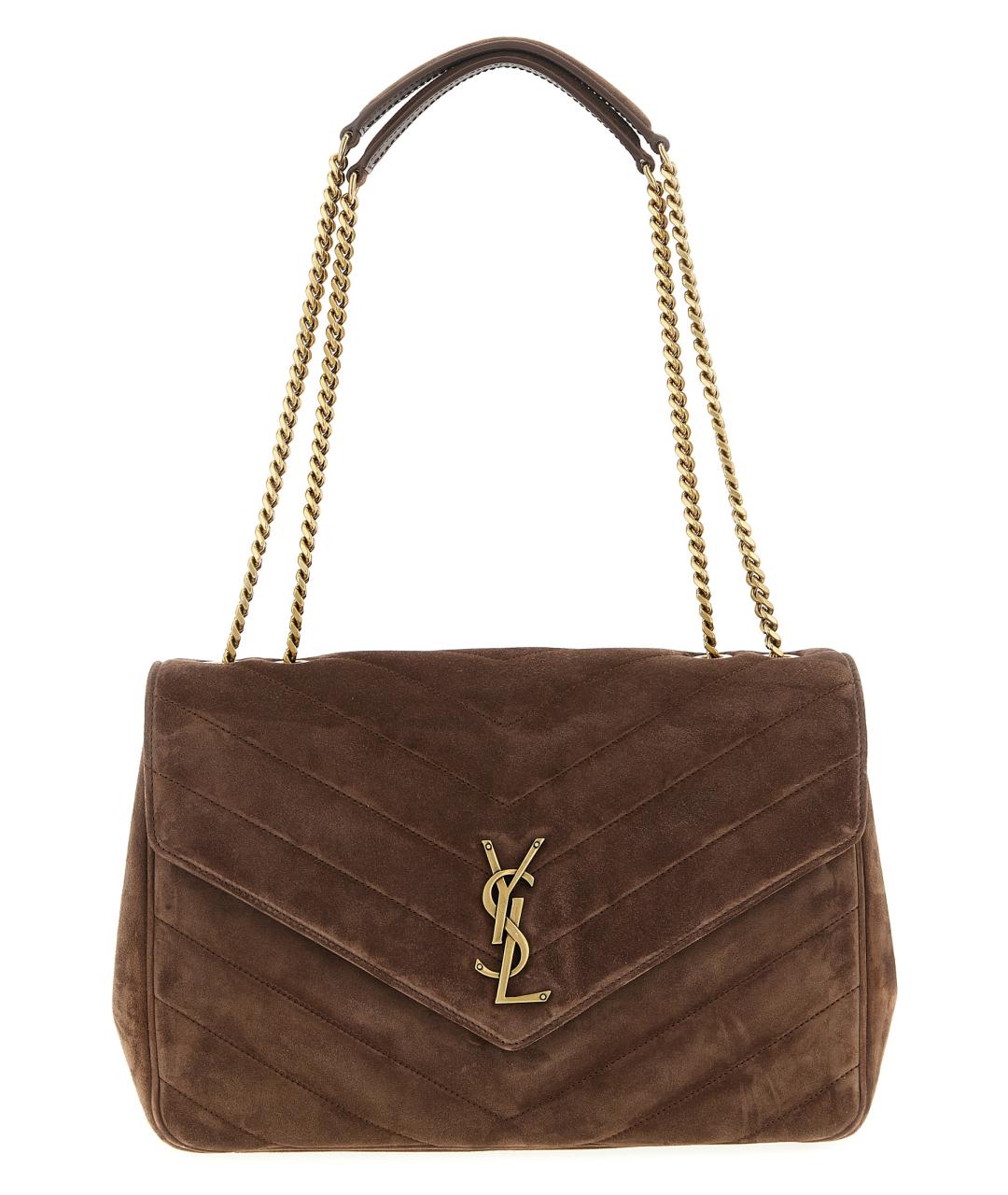 SAINT LAURENT Коричневая кожаная сумка через плечо, фото 1