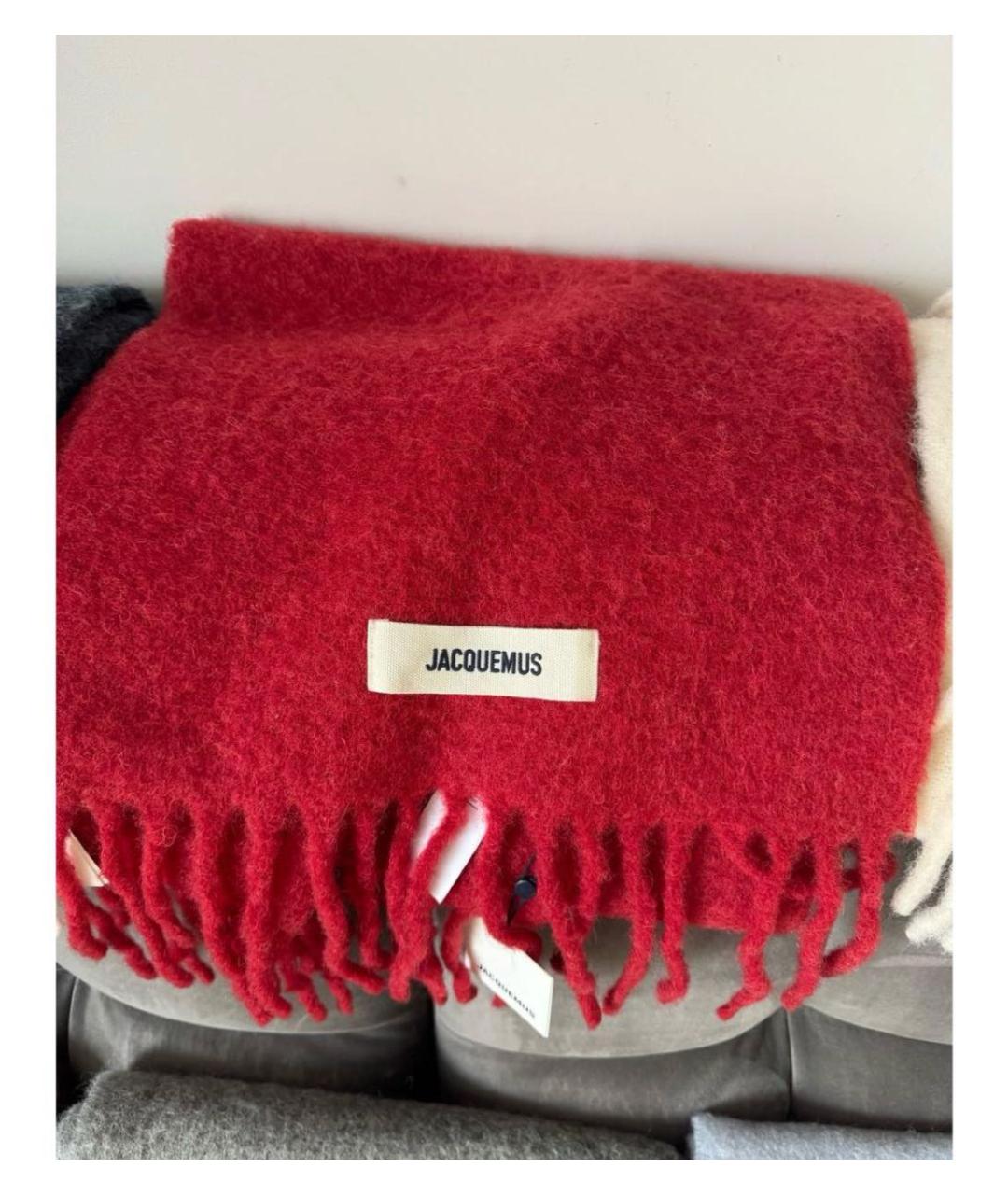 JACQUEMUS Красный шерстяной шарф, фото 3