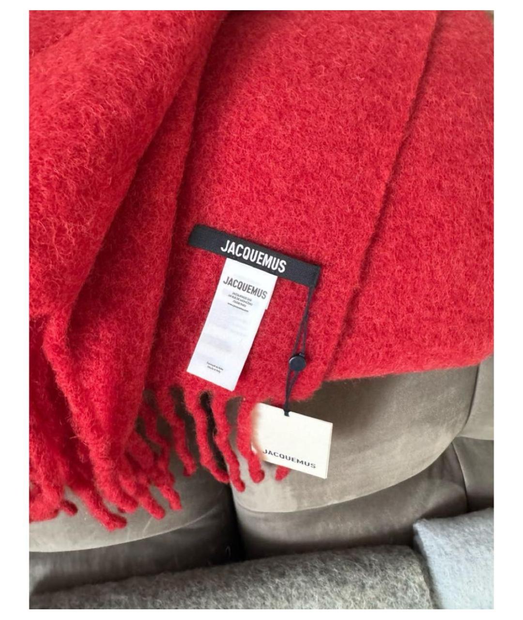JACQUEMUS Красный шерстяной шарф, фото 4
