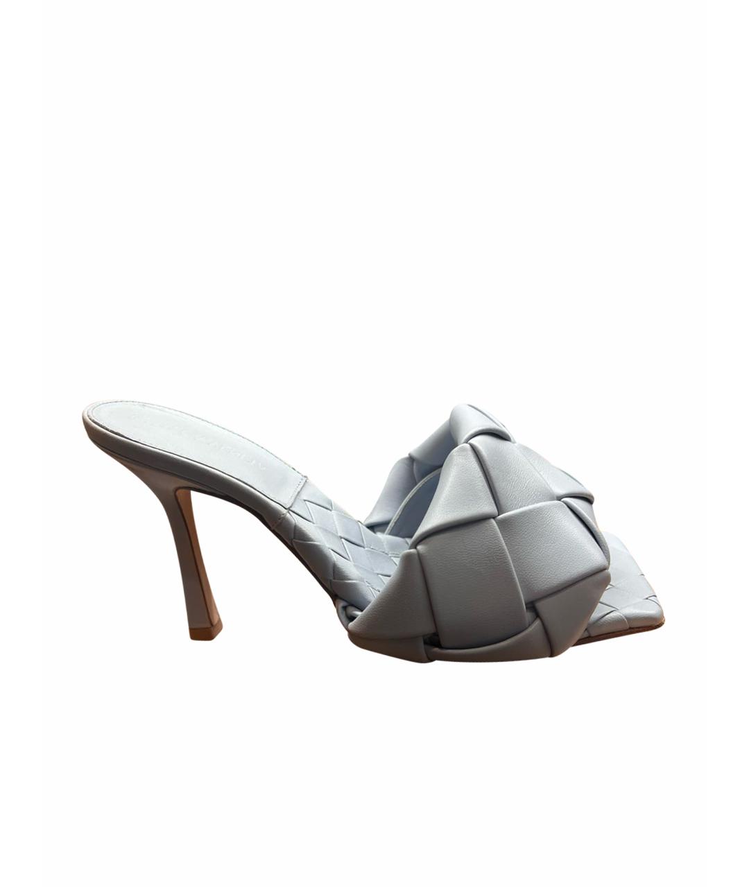 BOTTEGA VENETA Голубые кожаные мюли, фото 1