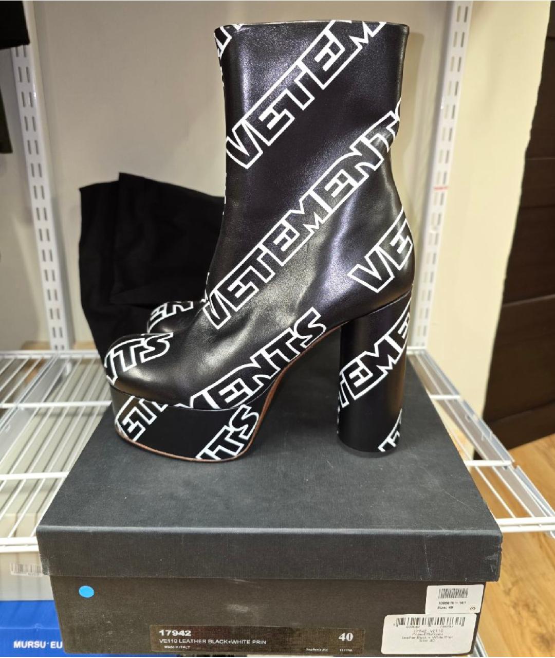 VETEMENTS Черные кожаные полусапоги, фото 8