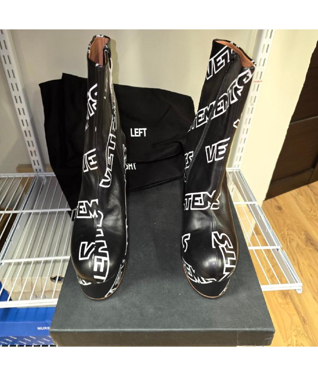 VETEMENTS Черные кожаные полусапоги, фото 2