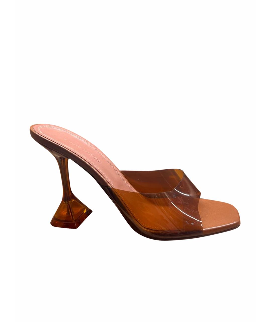 Amina Muaddi Коричневые мюли, фото 5