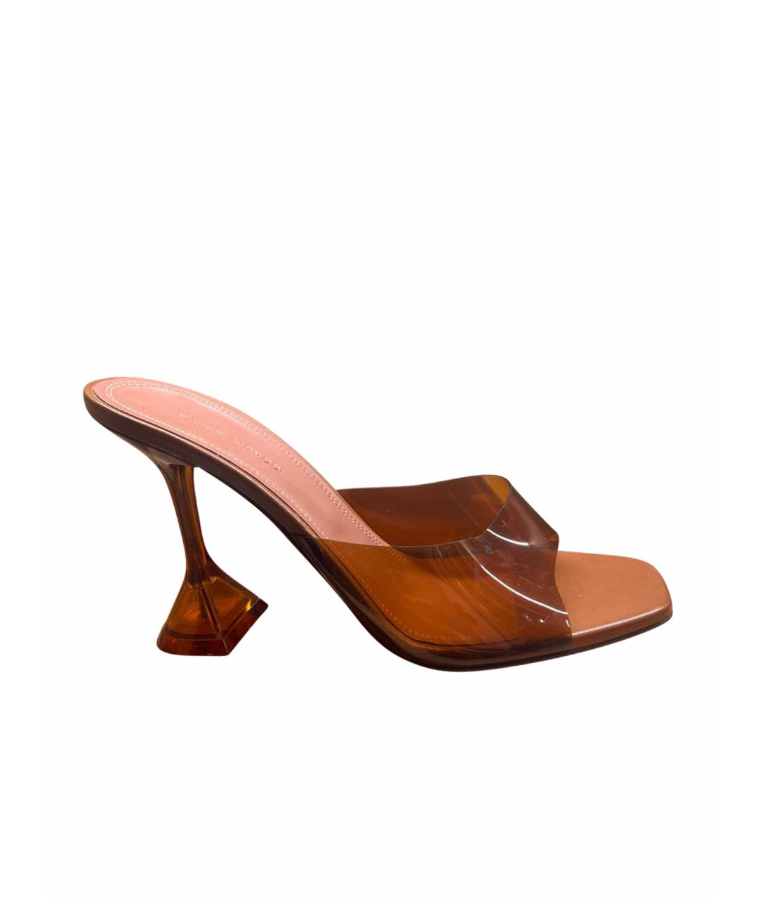 Amina Muaddi Коричневые мюли, фото 1