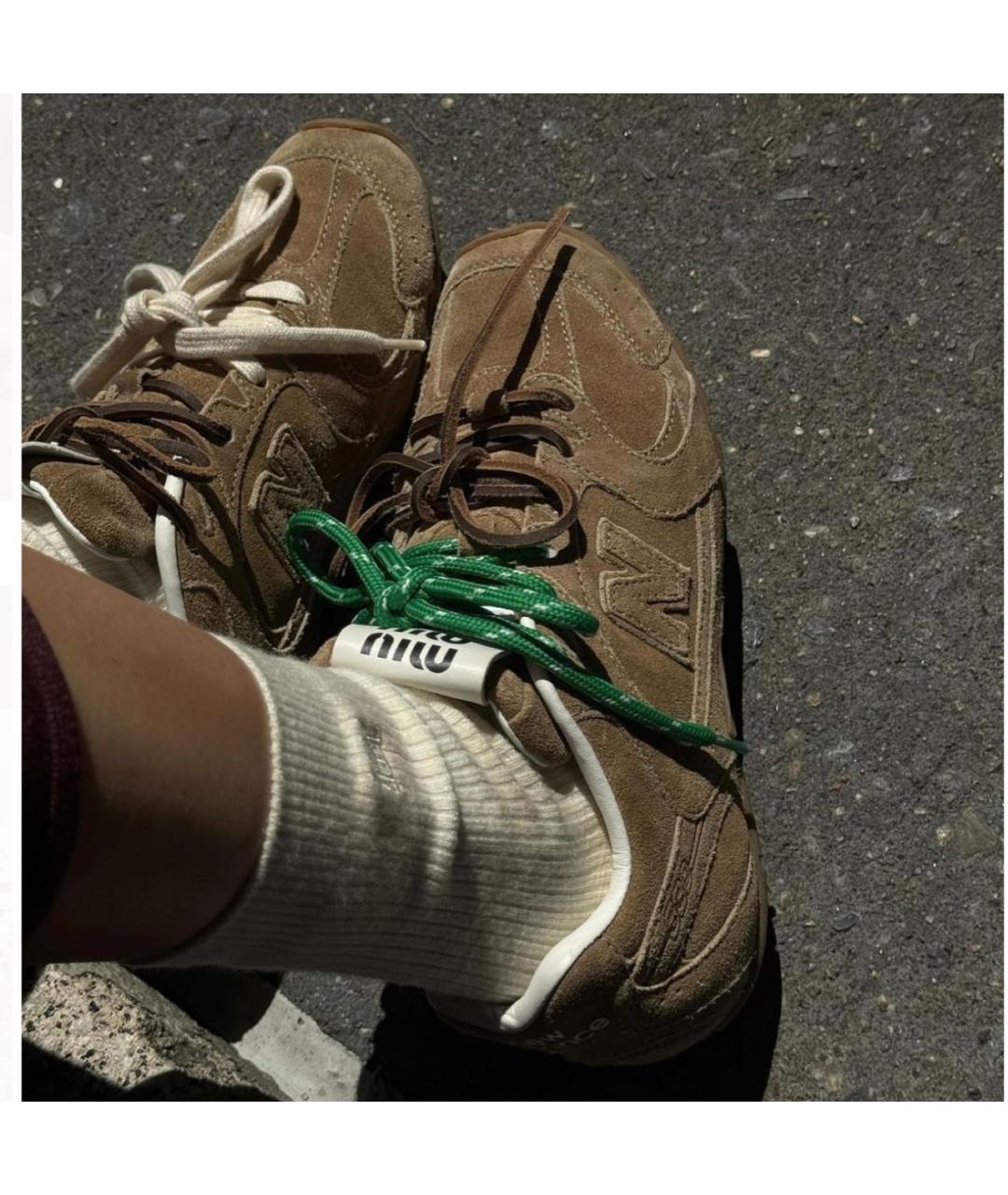 MIU MIU Бежевые замшевые кеды, фото 2