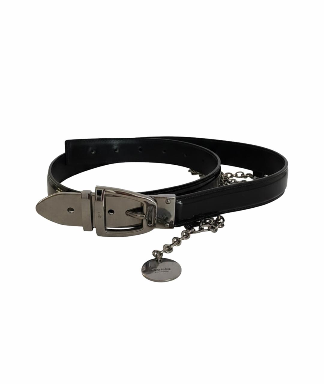 GUCCI Черный ремень из лакированной кожи, фото 1