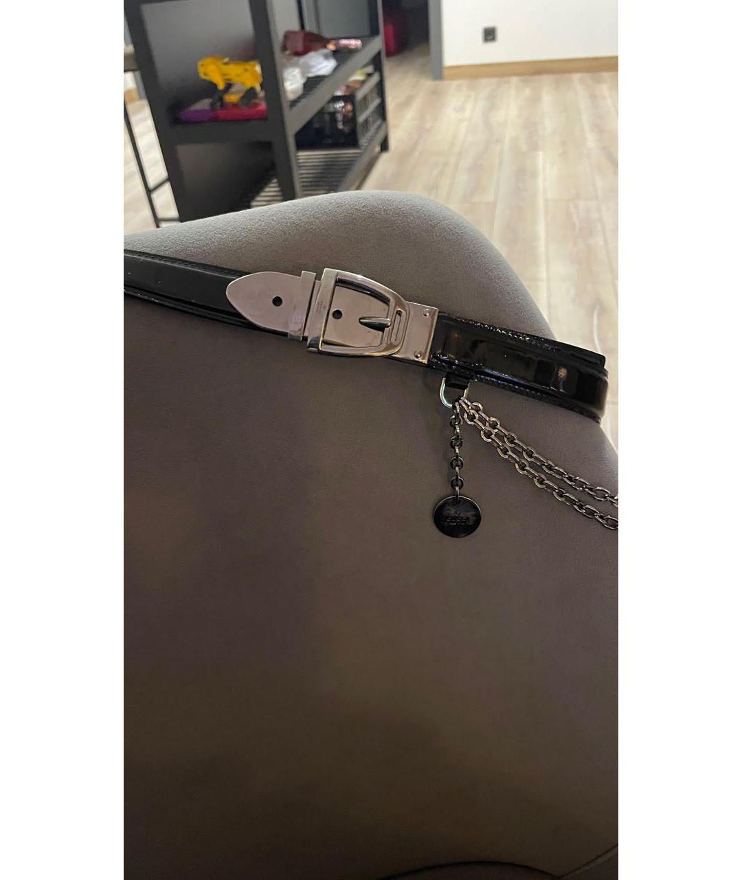 GUCCI Черный ремень из лакированной кожи, фото 4