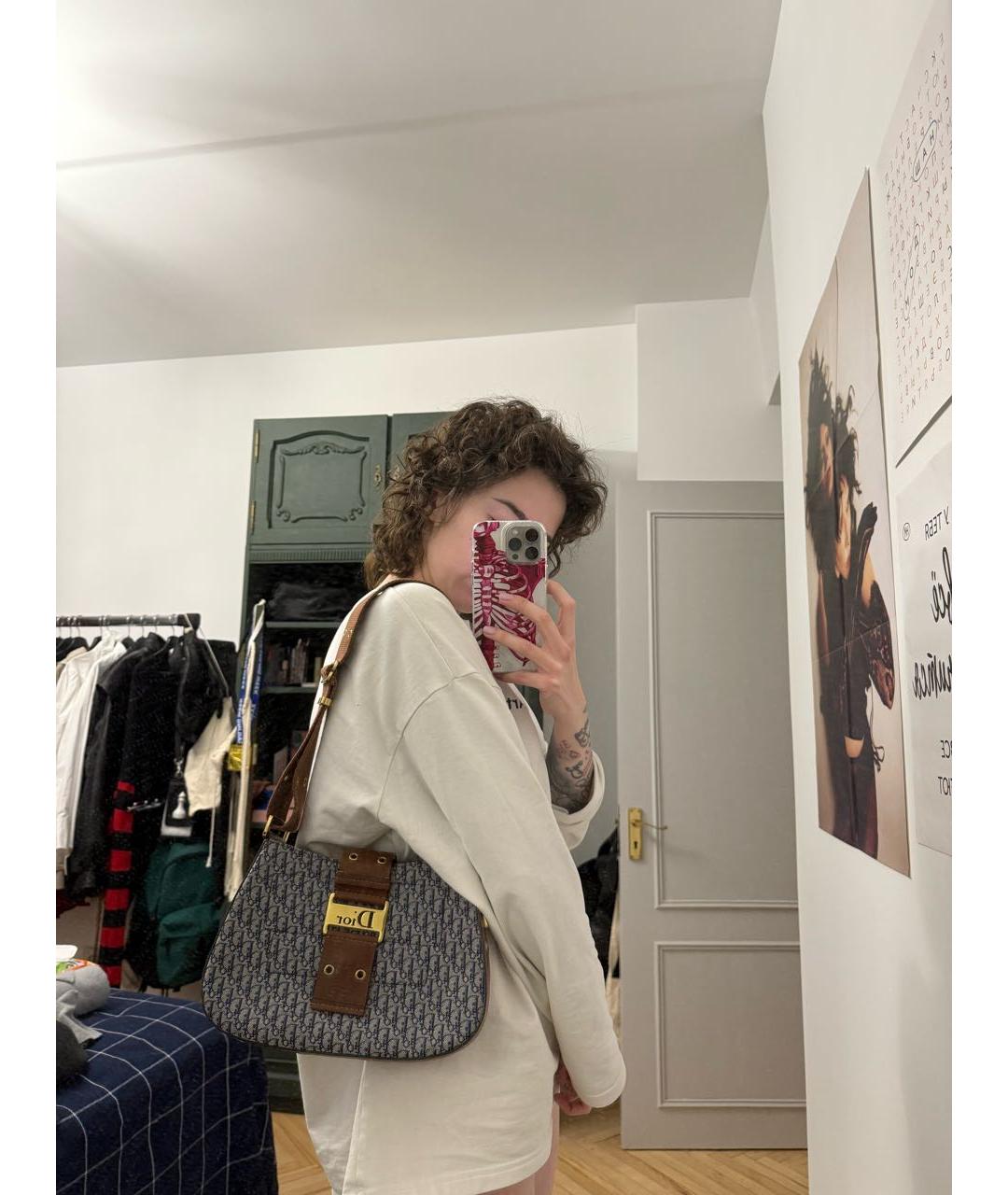 CHRISTIAN DIOR Синяя деним сумка с короткими ручками, фото 5