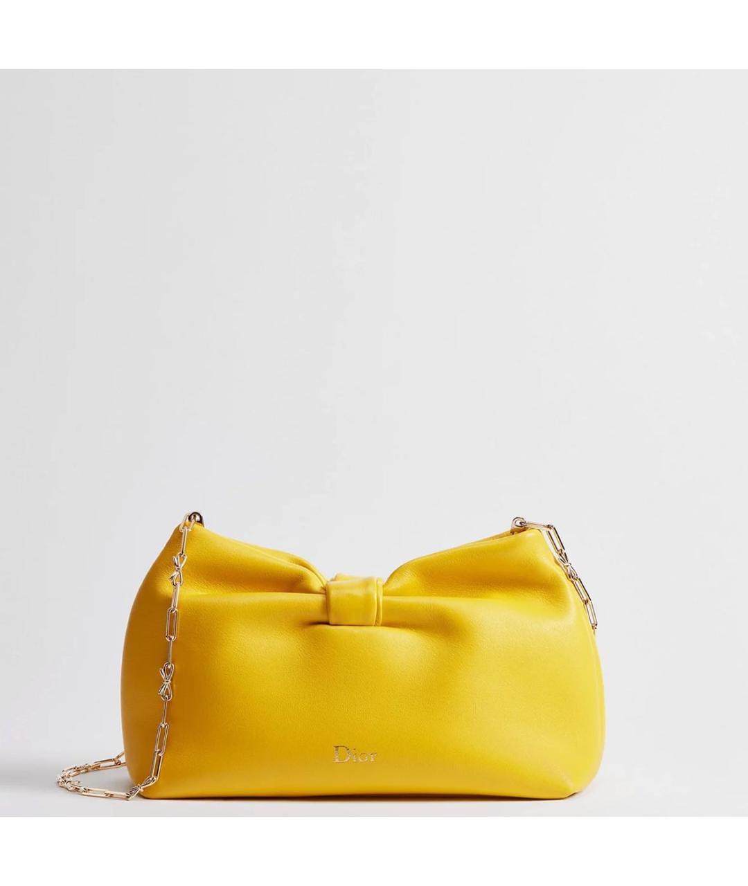 CHRISTIAN DIOR Желтая кожаная сумка через плечо, фото 5