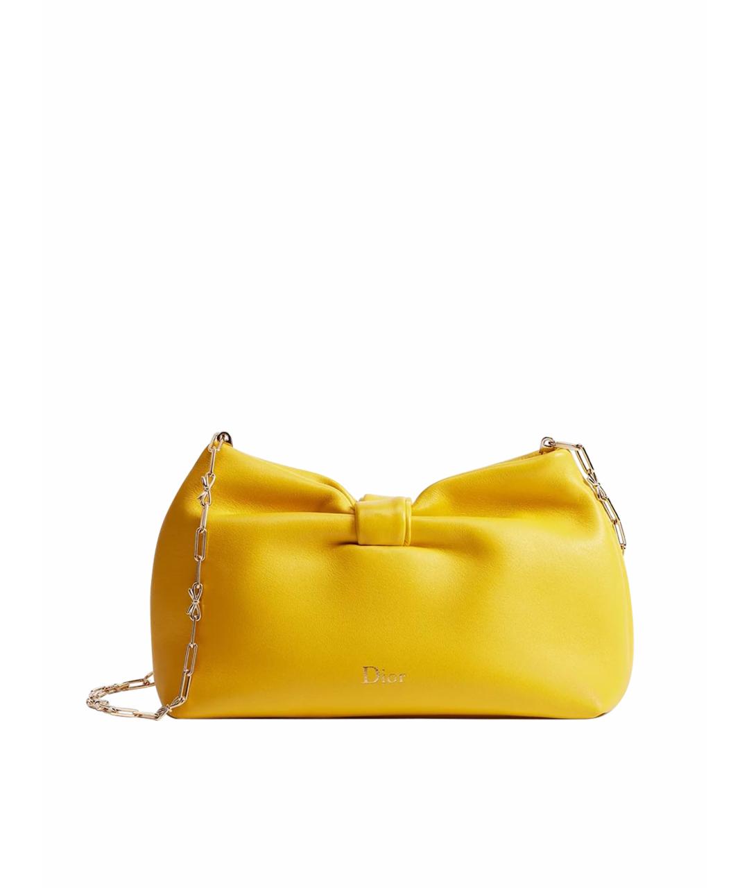 CHRISTIAN DIOR Желтая кожаная сумка через плечо, фото 1