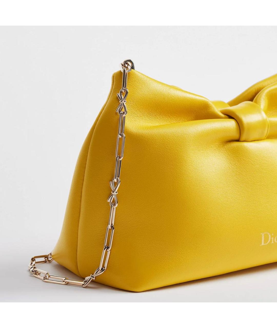 CHRISTIAN DIOR Желтая кожаная сумка через плечо, фото 4