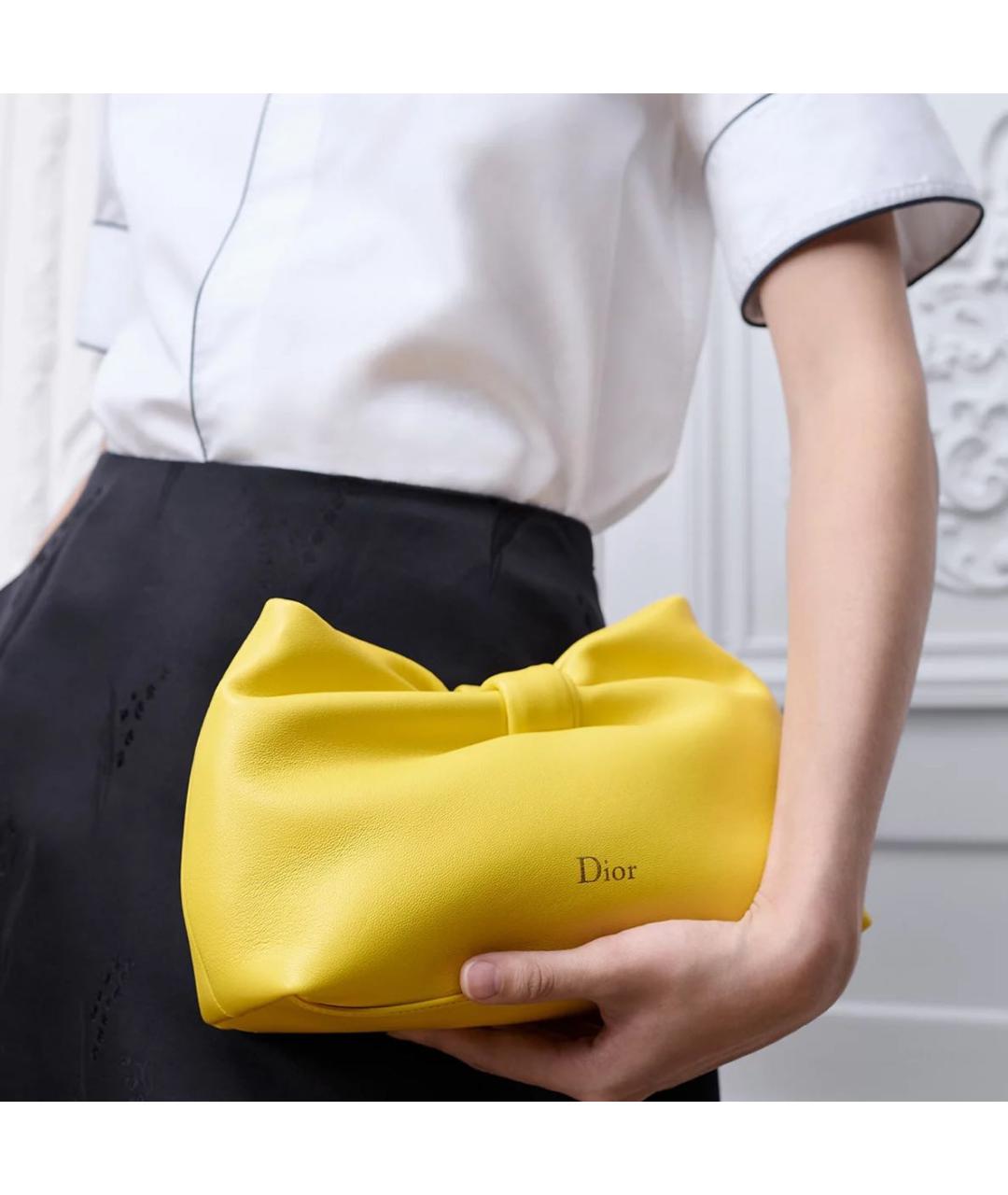 CHRISTIAN DIOR Желтая кожаная сумка через плечо, фото 3