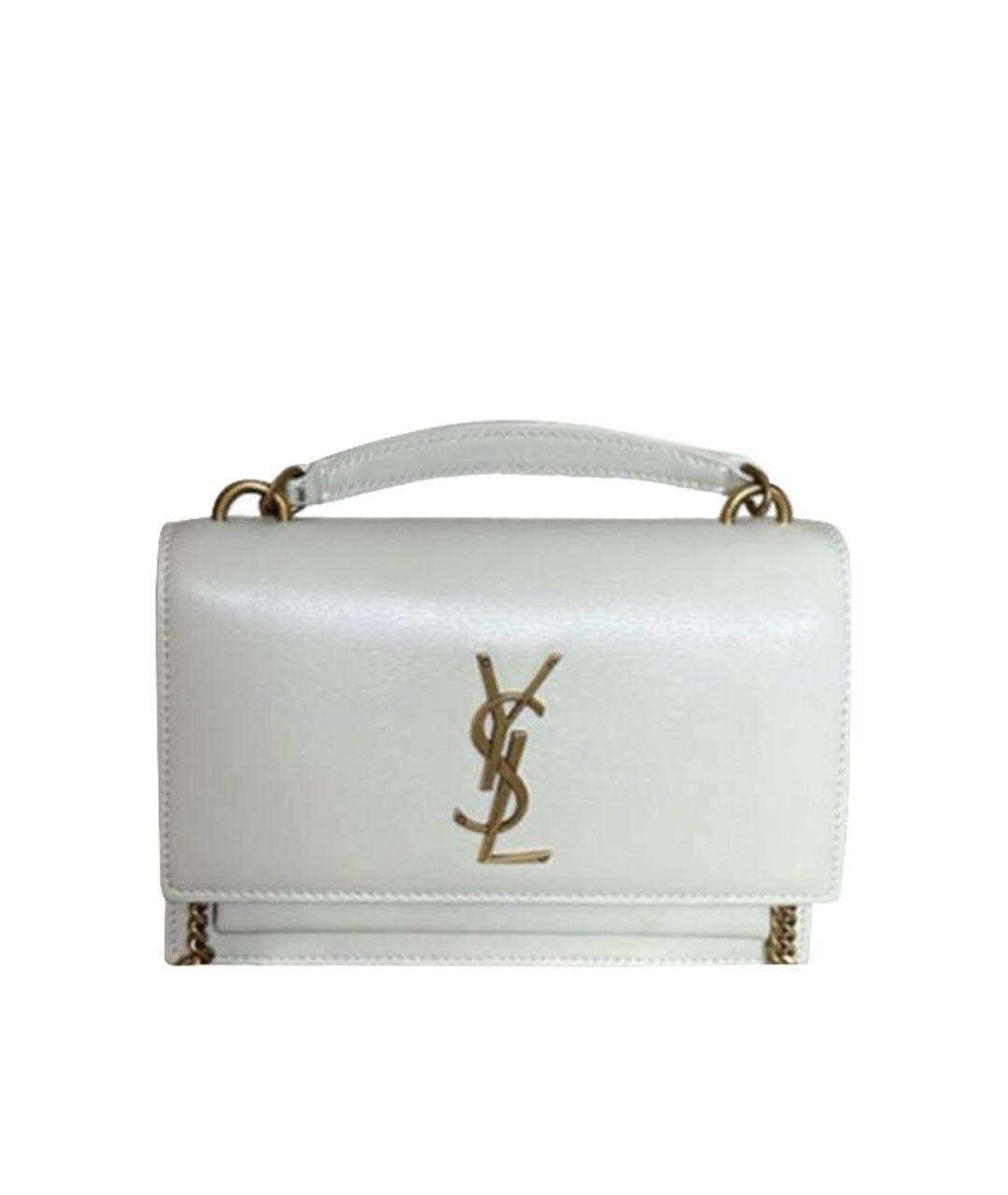 SAINT LAURENT Белая кожаная сумка через плечо, фото 1
