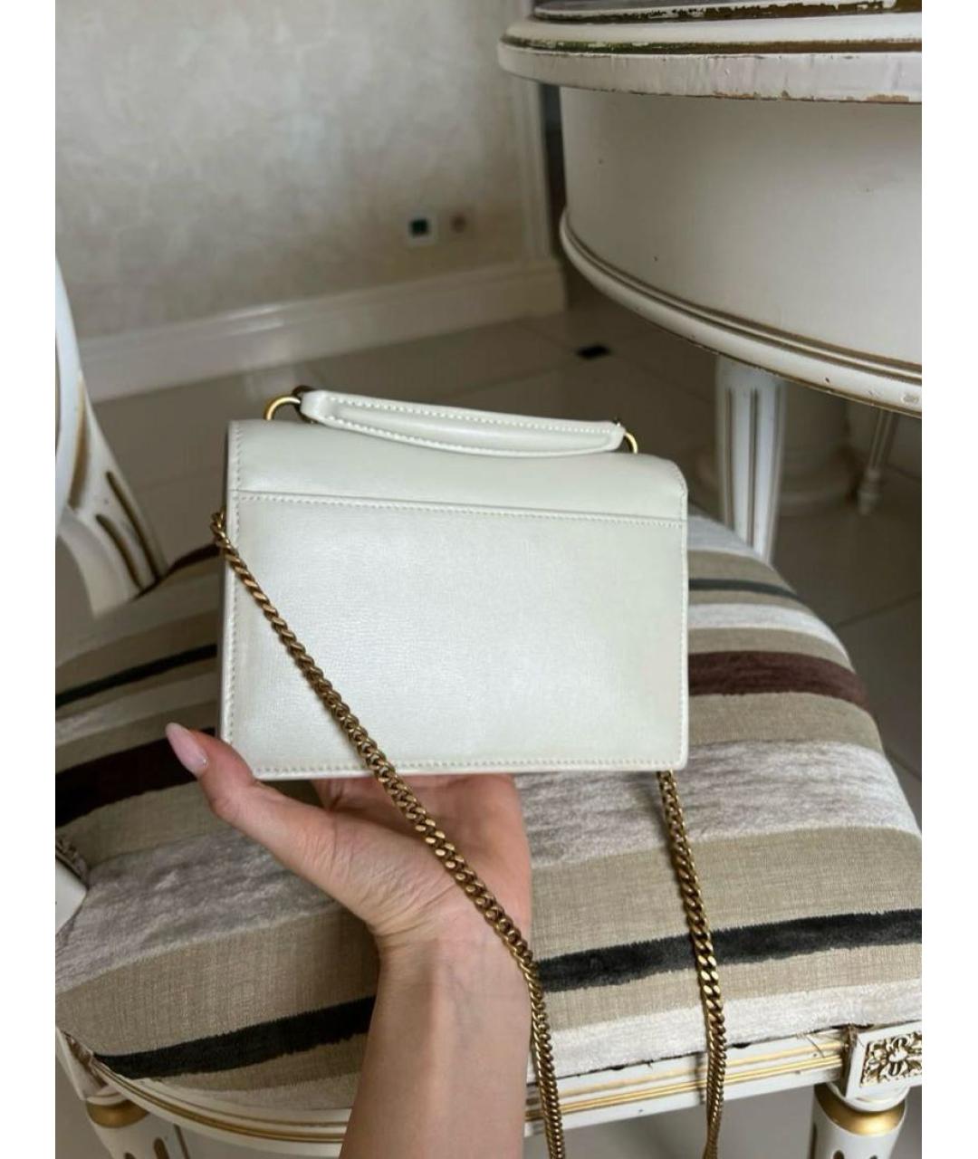 SAINT LAURENT Белая кожаная сумка через плечо, фото 8