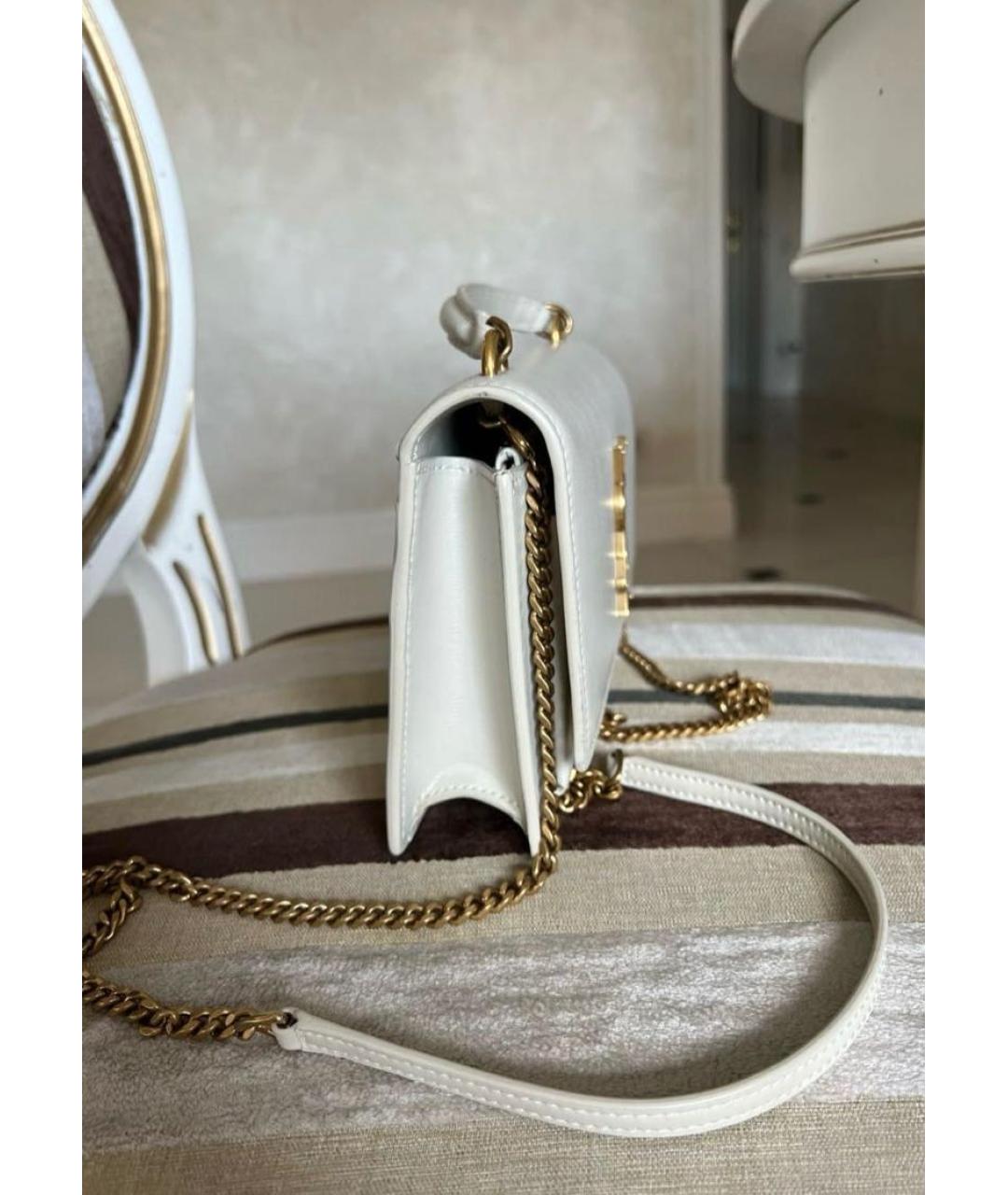 SAINT LAURENT Белая кожаная сумка через плечо, фото 2