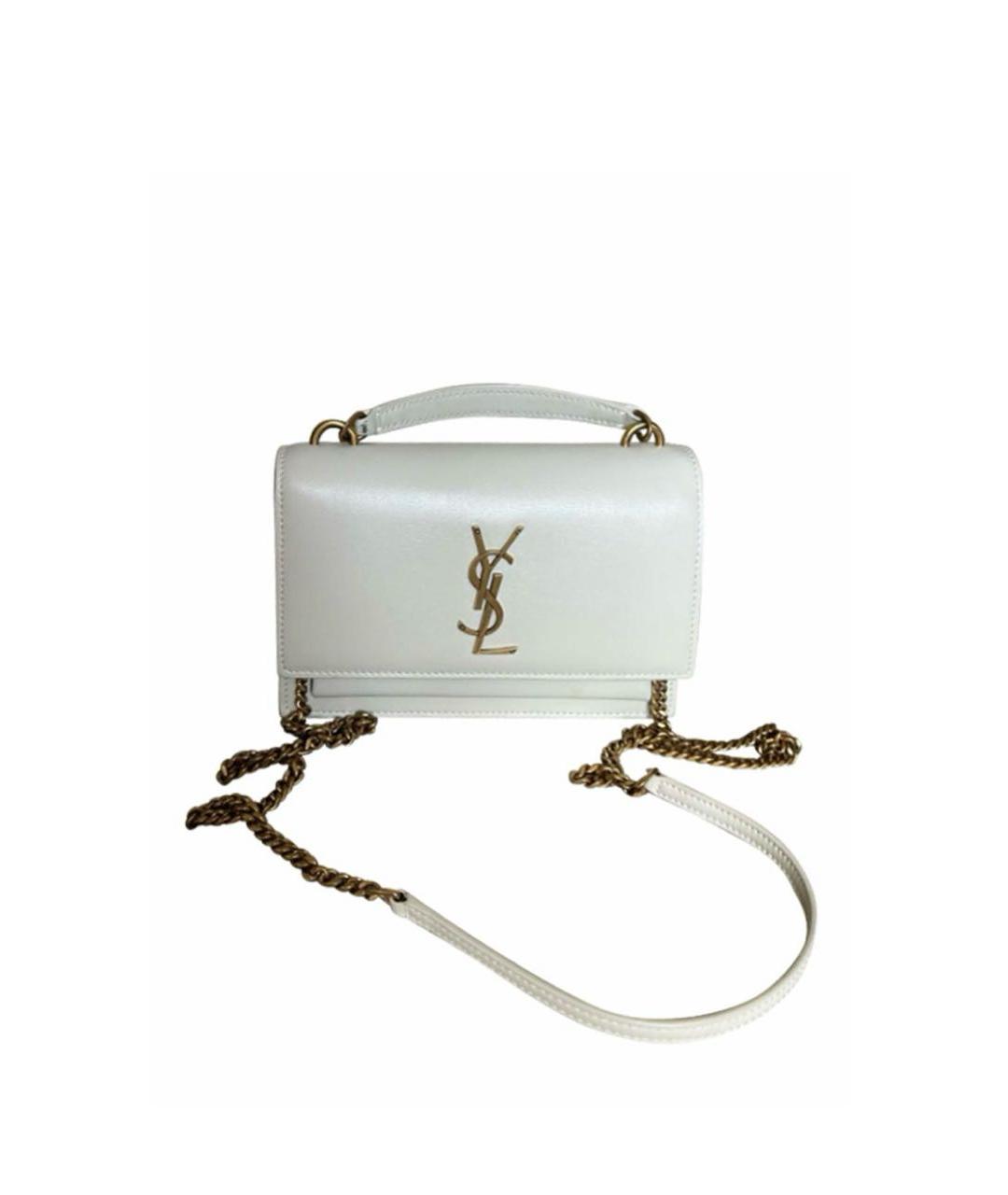 SAINT LAURENT Белая кожаная сумка через плечо, фото 9
