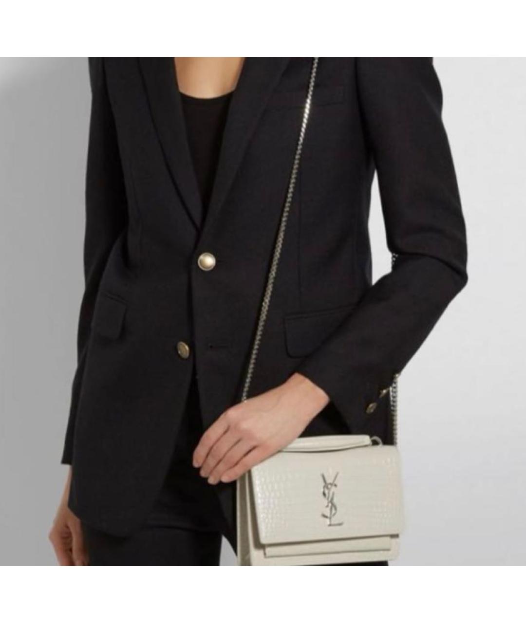 SAINT LAURENT Белая кожаная сумка через плечо, фото 7