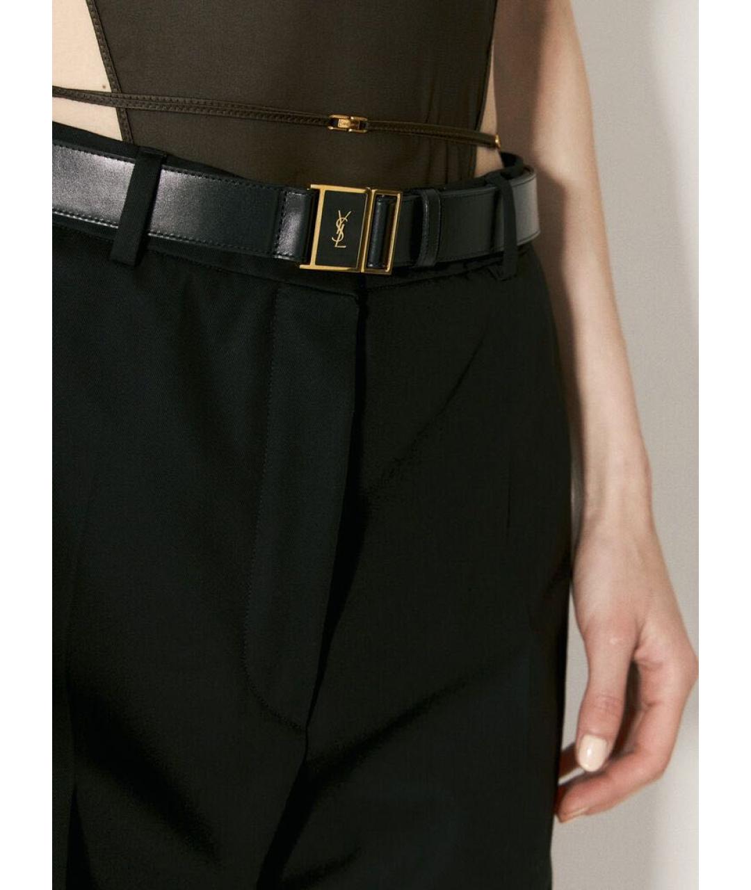 SAINT LAURENT Черный кожаный ремень, фото 2