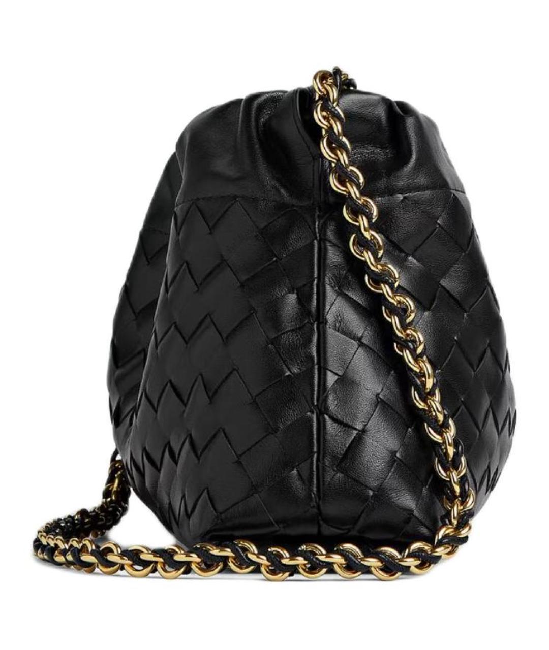 BOTTEGA VENETA Черная кожаная сумка через плечо, фото 3