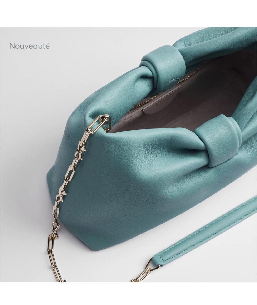 CHRISTIAN DIOR Голубая кожаная сумка через плечо, фото 3