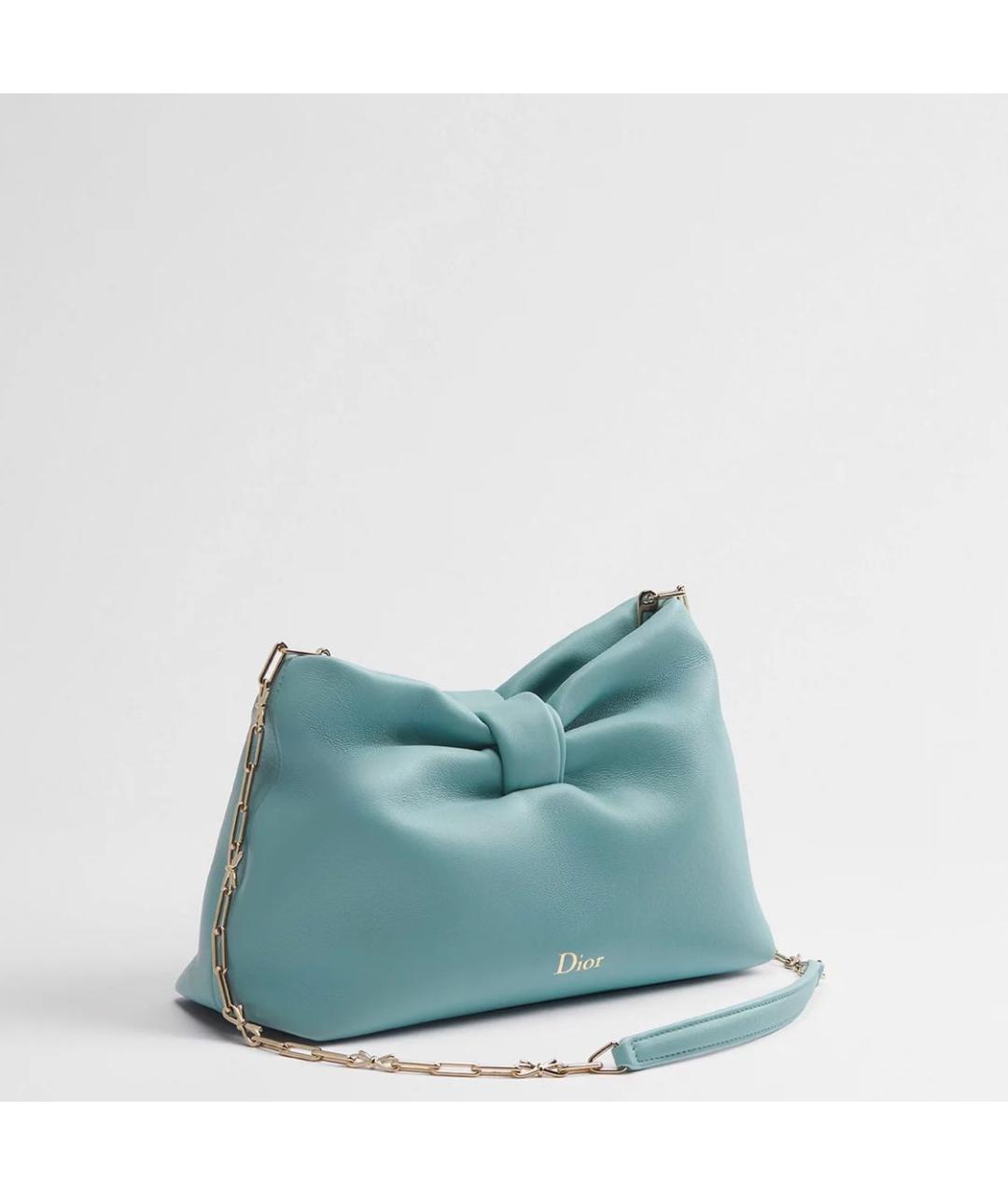 CHRISTIAN DIOR Голубая кожаная сумка через плечо, фото 2