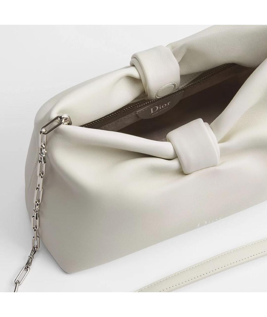 CHRISTIAN DIOR Белая кожаная сумка через плечо, фото 3