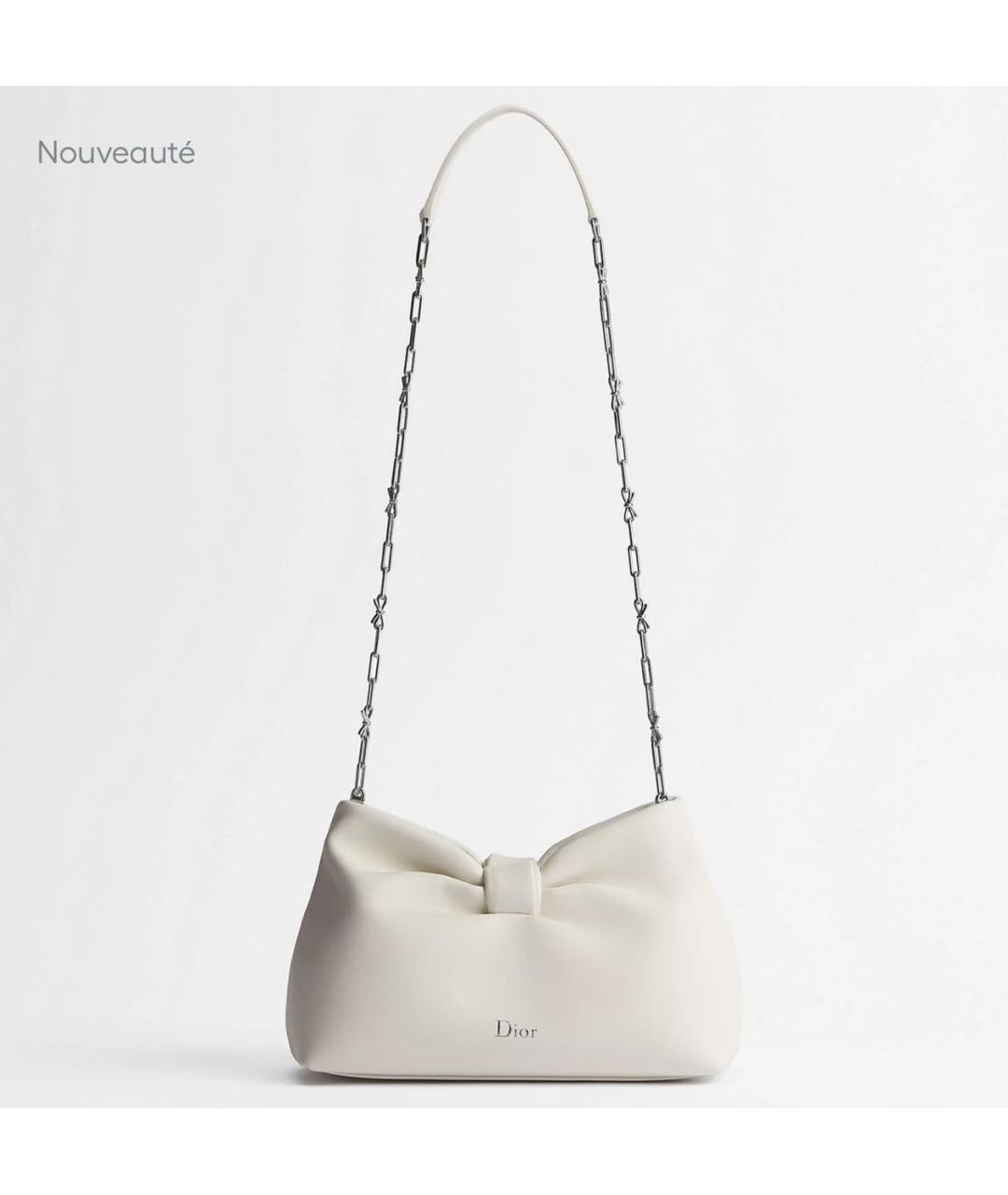 CHRISTIAN DIOR Белая кожаная сумка через плечо, фото 4