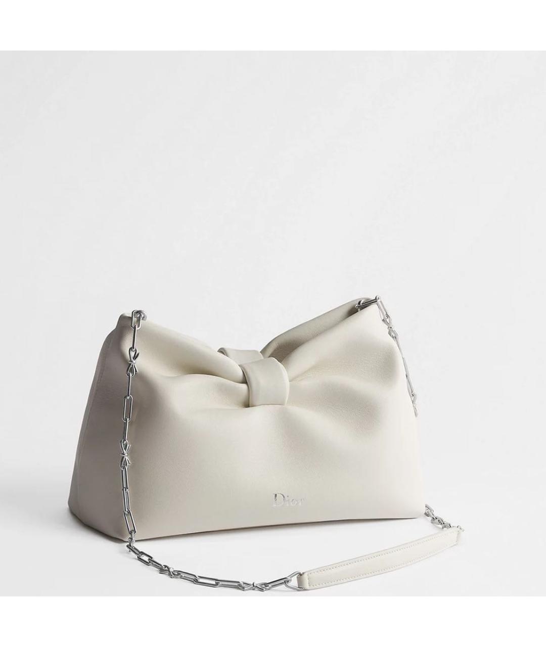 CHRISTIAN DIOR Белая кожаная сумка через плечо, фото 2
