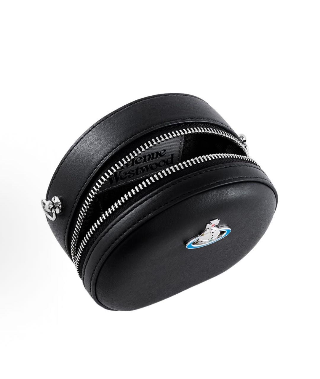 VIVIENNE WESTWOOD Черная кожаная сумка через плечо, фото 3