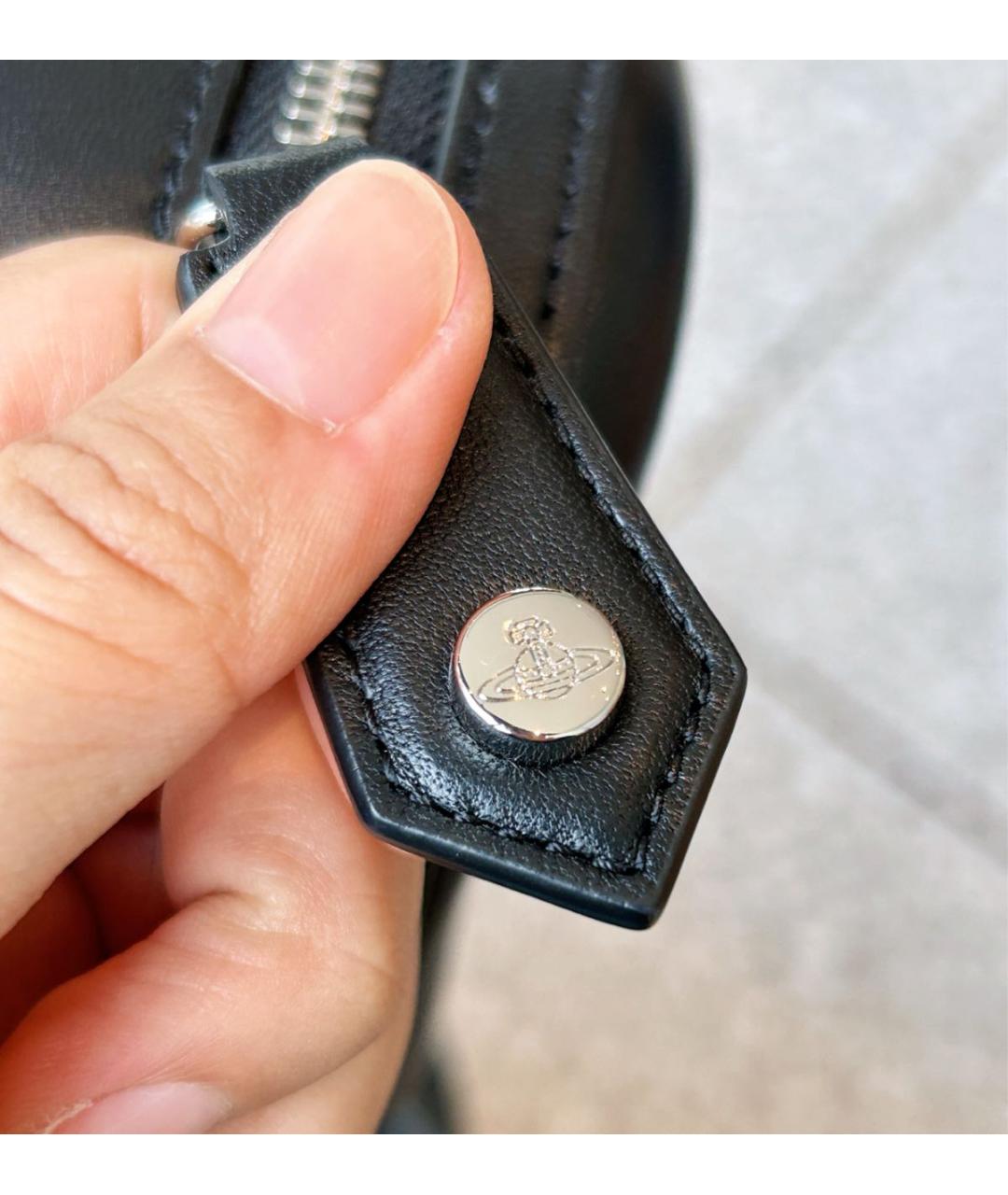 VIVIENNE WESTWOOD Черная кожаная сумка через плечо, фото 8