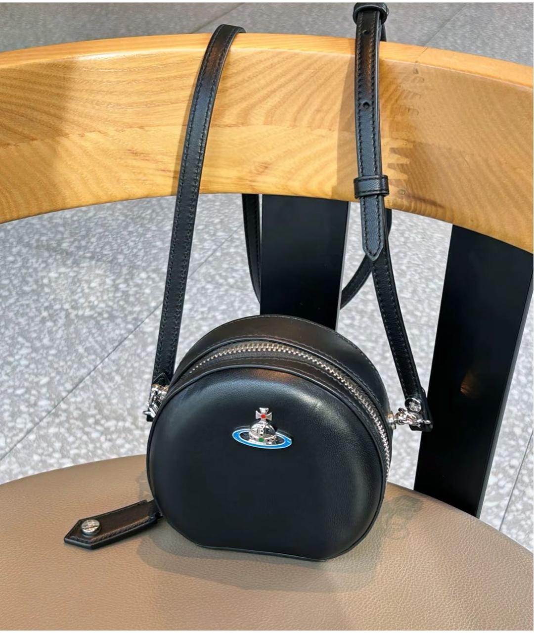 VIVIENNE WESTWOOD Черная кожаная сумка через плечо, фото 5